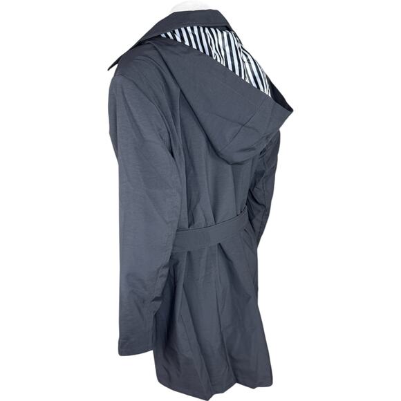 Dennis Basso Regular Water Resistant Trench Coat with Hood Black Large - Picture 6 of 14